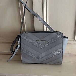 Michael Kors Gray Chevron Quilted Crossbody Bag